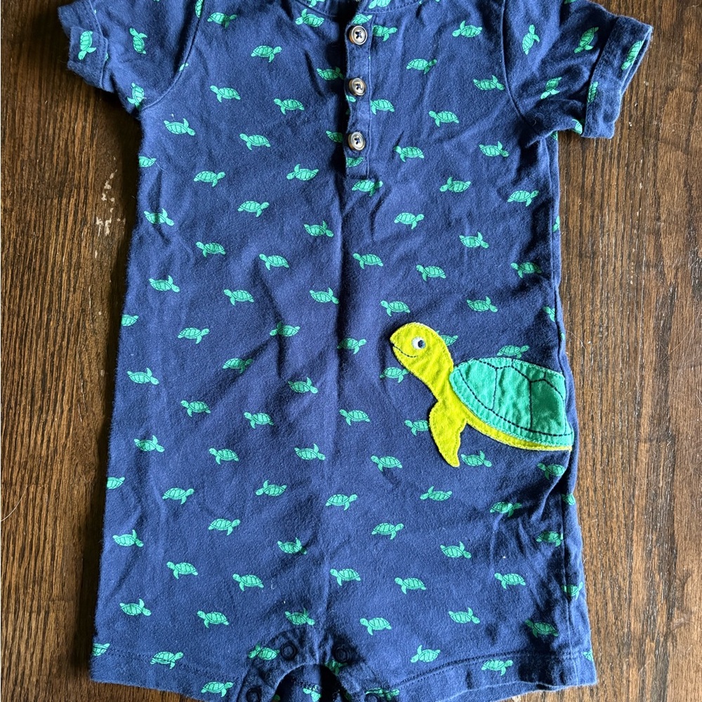 18M Navy Blue Turtle Print Kids Turtle Romper